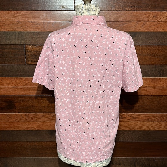Boca Bay Collared Short Sleeve Pink Floral Button Down Blouse - Picture 9 of 11